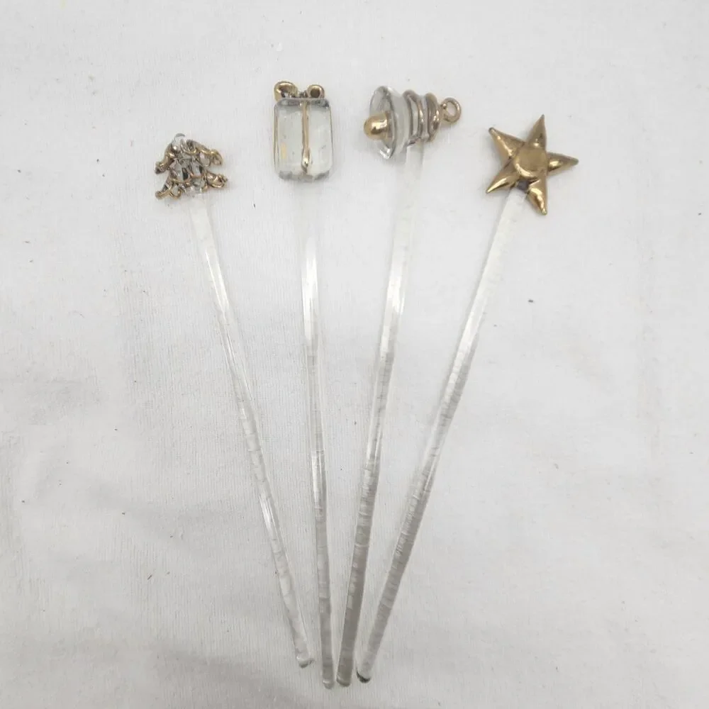 Swizzle Sticks Christmas Gold Drink Stirrers 8